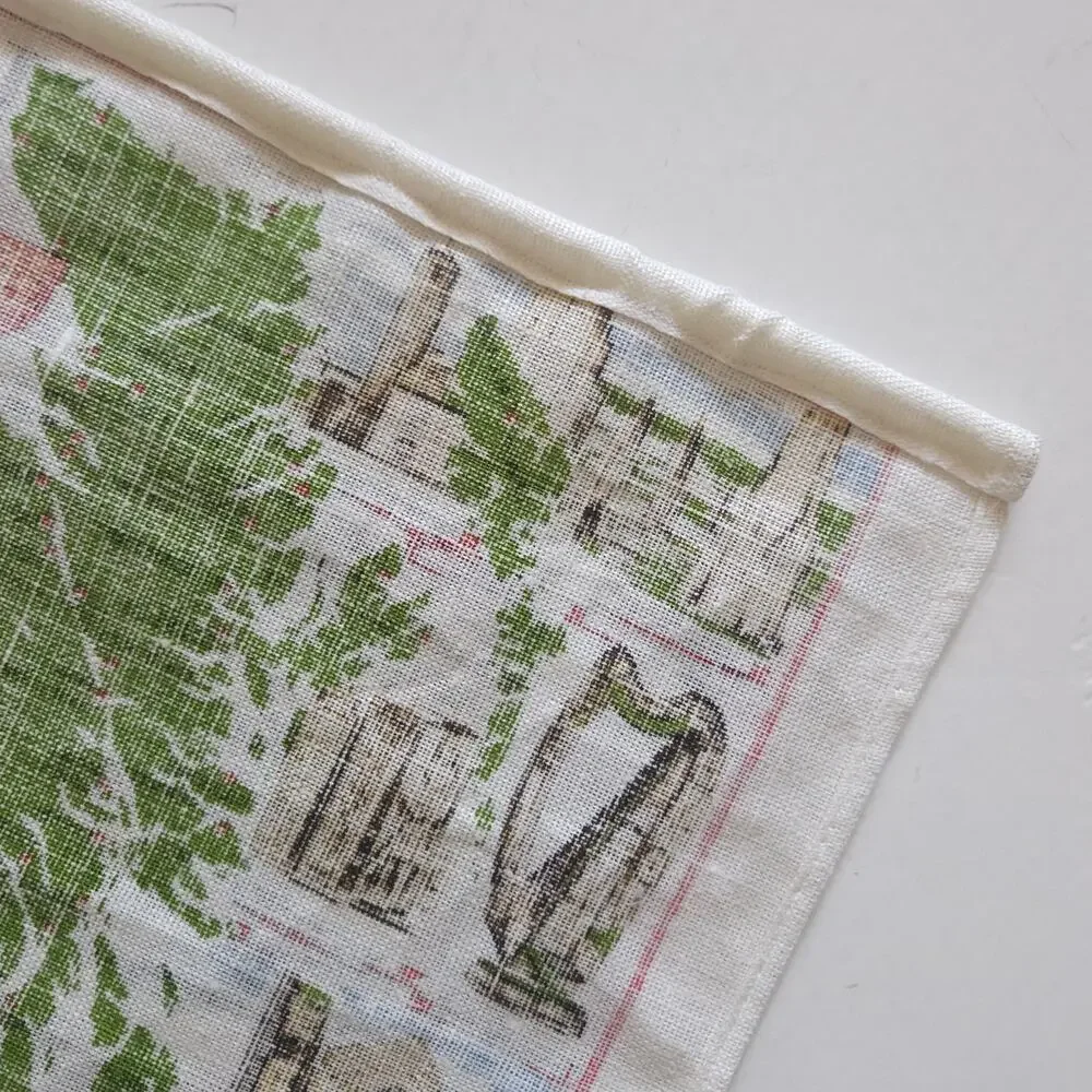 Vtg Irish Linen Kitchen Dish Tea Towel Britain Souvenir Map Wall Art Repurpose